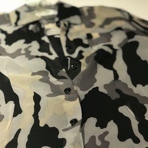 Collezione Sheer Camo Print Button Down with Tank
